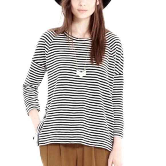 Madewell Black And White Striped Side Button Shirt Small - Picture 1 of 10